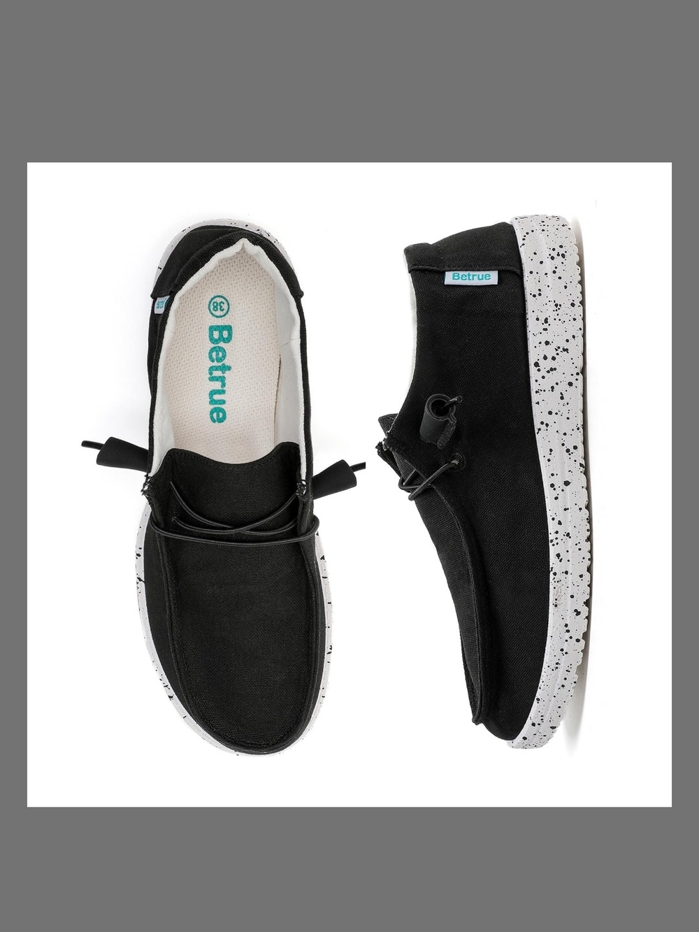 3/$14 Women's Black Canvas Loafers Deck Shoe